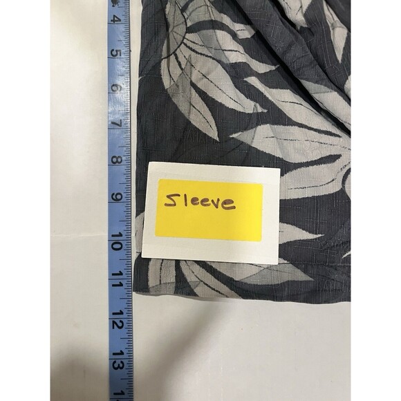 Tommy Bahama Mens 100% Silk Floral Tropical Aloha Hawaiian Shirt L Gray & Gray - Picture 7 of 8